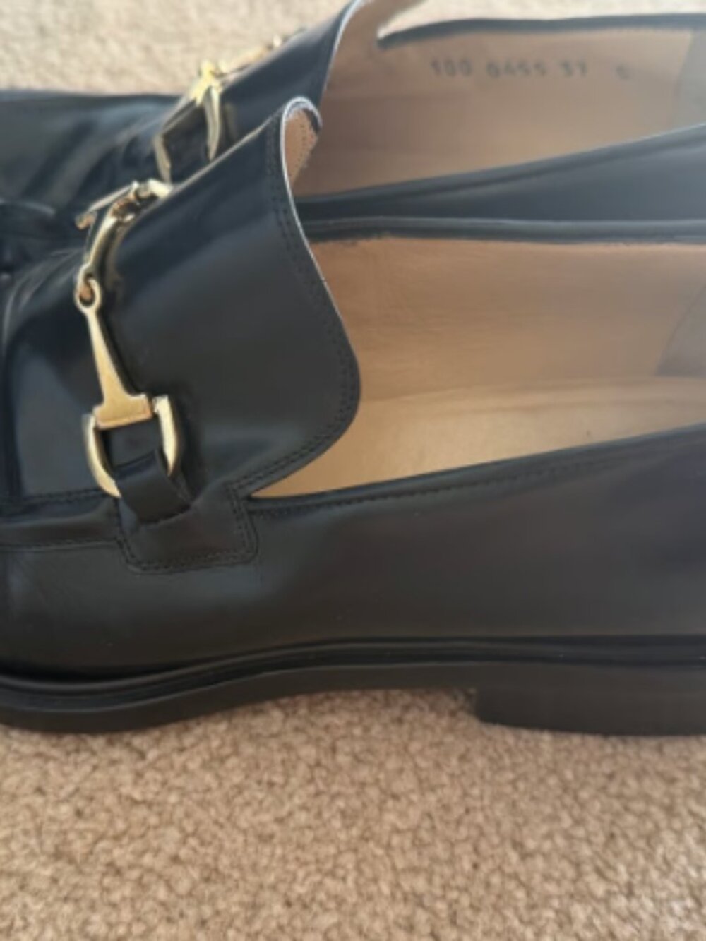 Gucci Classic Black Leather Horsebit Loafers Lug Sole Size 37 - Picture 2 of 4